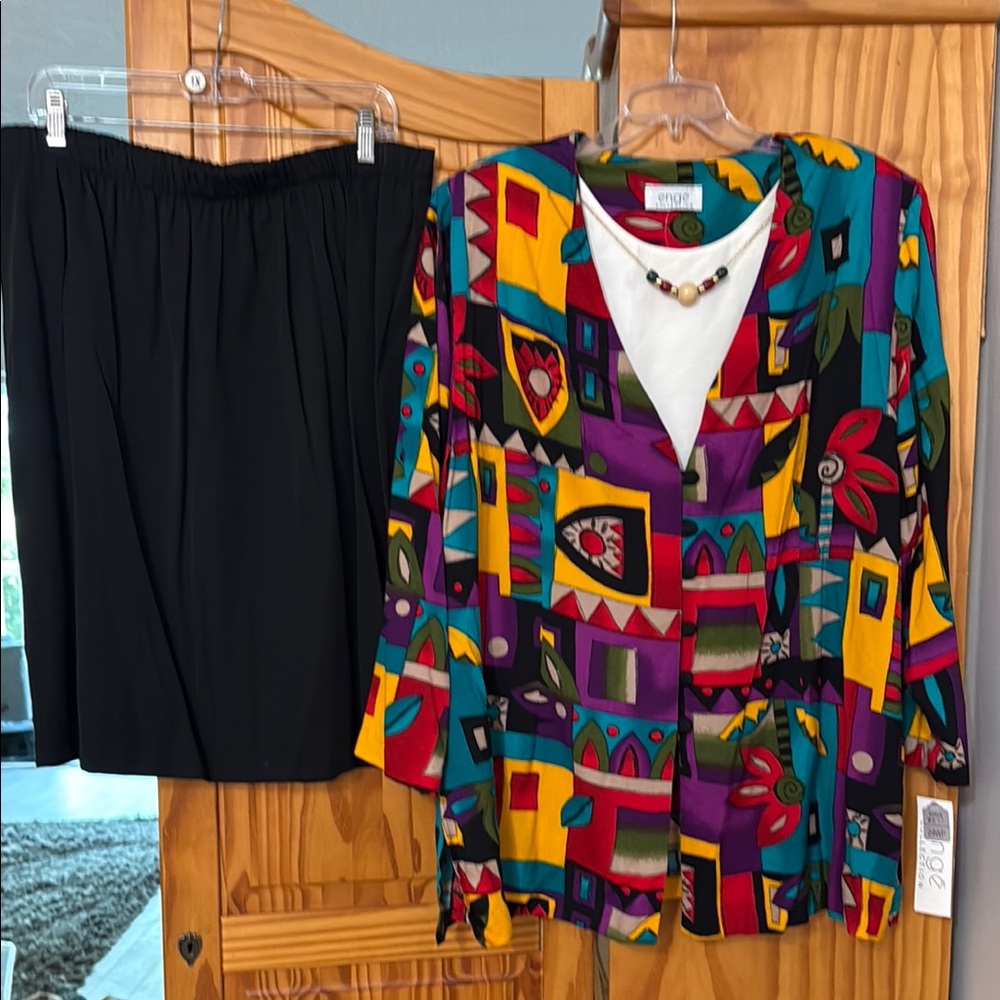 DOPAMINE 2-PIECE SET ENGE COLLECTION WOMENS 24W SKIRT & BOXEY TUNIC TOP VIBRANT